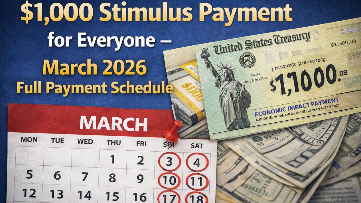$1,000 Stimulus Payment for Everyone – March 2026 Full Payment Schedule