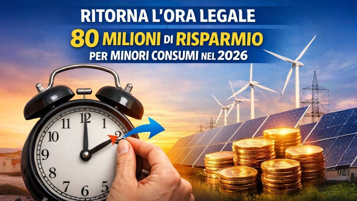 Ritorna l’ora legale, 80 milioni di risparmio per minori consumi nel 2026
